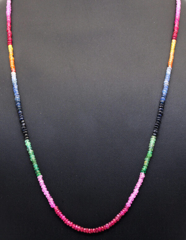 Emerald Ruby Sapphire Gemstone Faceted Bead Necklace NP-1236