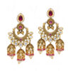 Ruby & Topaz Studded Gold Plated Jhumki Dangle Earrings FE-1237