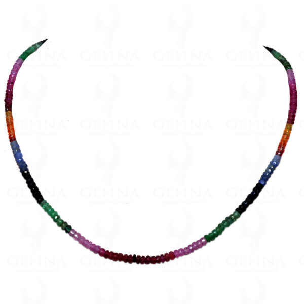 Emerald Ruby Sapphire Gemstone Faceted Bead Necklace NP-1237