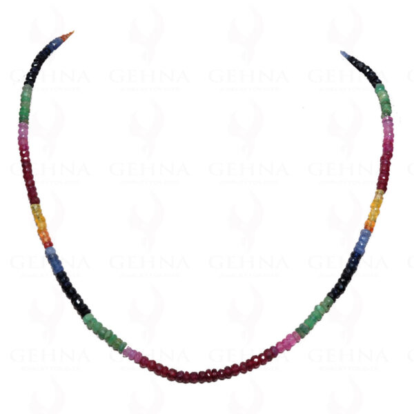 Emerald Ruby Sapphire Precious Gemstone Faceted Bead Necklace NP-1238