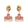 Pearls & Ruby Studded Gold Plated Meenakari Jhumki Earrings FE-1238