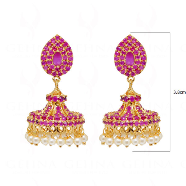 Pearls & Ruby Studded Gold Plated Meenakari Jhumki Earrings FE-1238