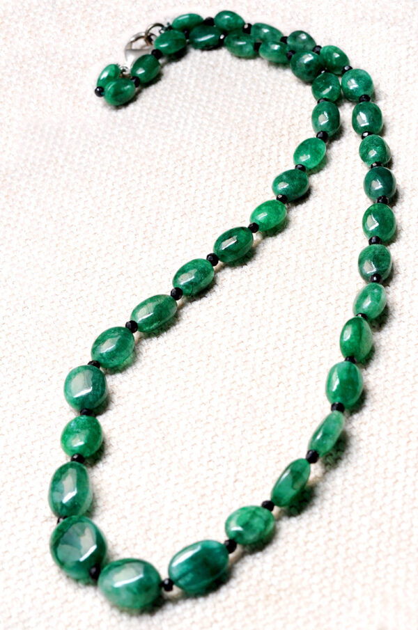 Emerald & Black Spinel Gemstone Bead Strand NS-1239