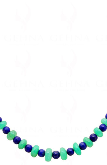 Chrysoprase & Lapis Lazuli Gemstone Round Cabochon Bead Strand NS-1240