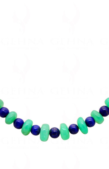 Chrysoprase & Lapis Lazuli Gemstone Round Cabochon Bead Strand NS-1240