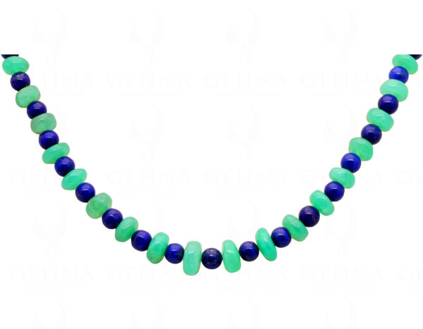 Chrysoprase & Lapis Lazuli Gemstone Round Cabochon Bead Strand NS-1240