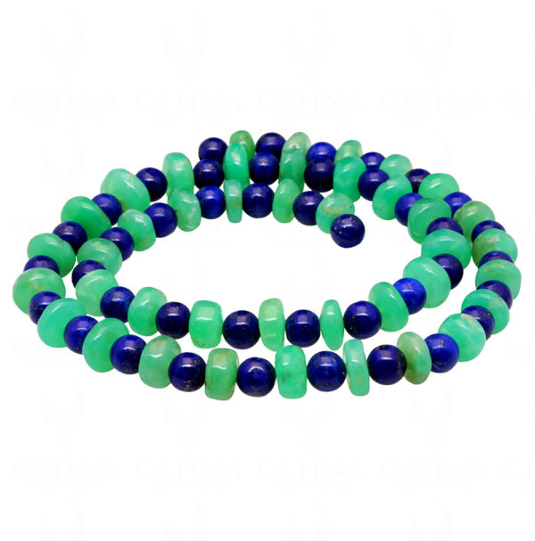 Chrysoprase & Lapis Lazuli Gemstone Round Cabochon Bead Strand NS-1240