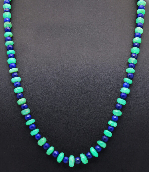 Chrysoprase & Lapis Lazuli Gemstone Round Cabochon Bead Strand NS-1240