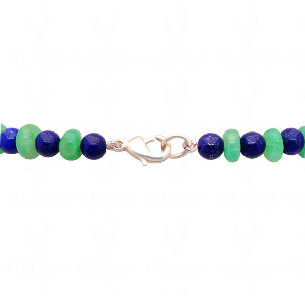 Chrysoprase & Lapis Lazuli Gemstone Round Cabochon Bead Strand NS-1240