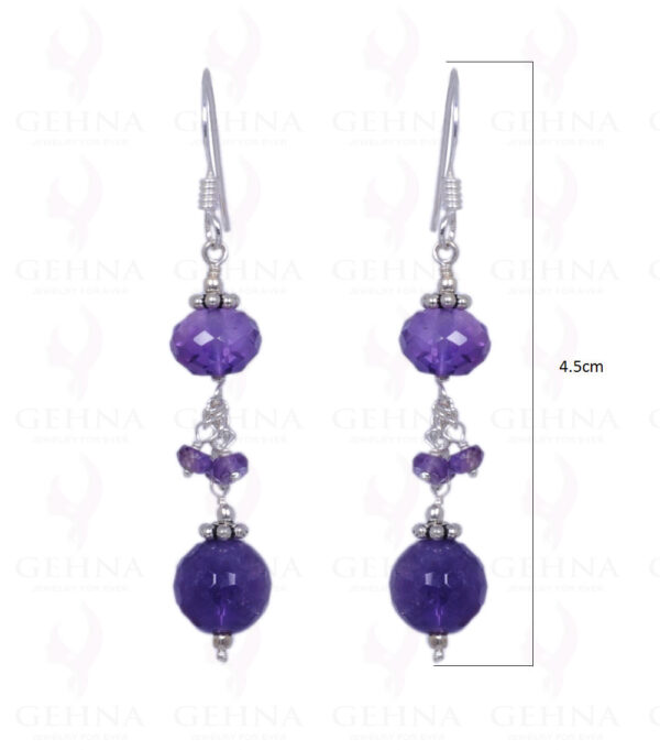 Amethyst Gemstone Faceted Bead Earrings Made In .925 Solid Silver ES-1241