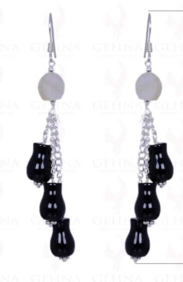 Natural Pearl & Black Spinel Gemstone Earrings Made In .925 Solid Silver ES-1243