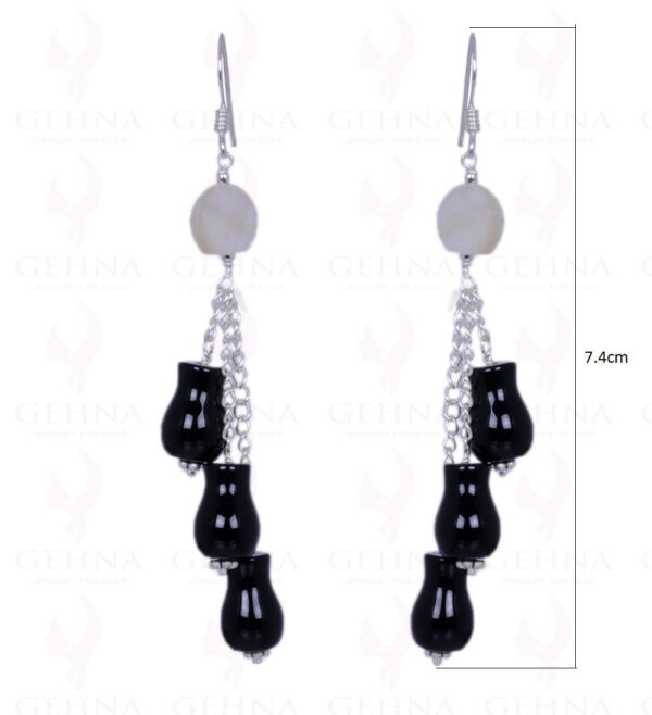Natural Pearl & Black Spinel Gemstone Earrings Made In .925 Solid Silver ES-1243