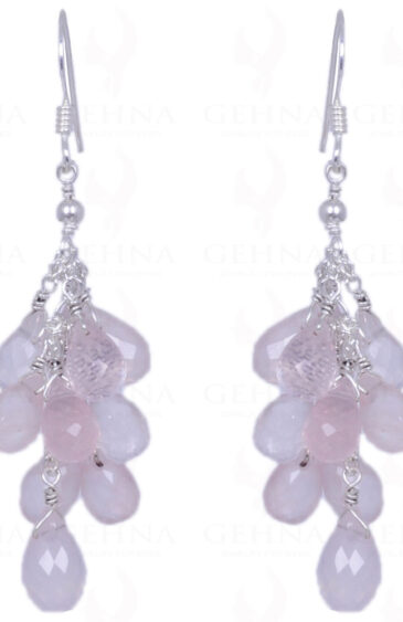 Rose Quartz Drops Earrings Made In .925 Sterling Silver ES-1244