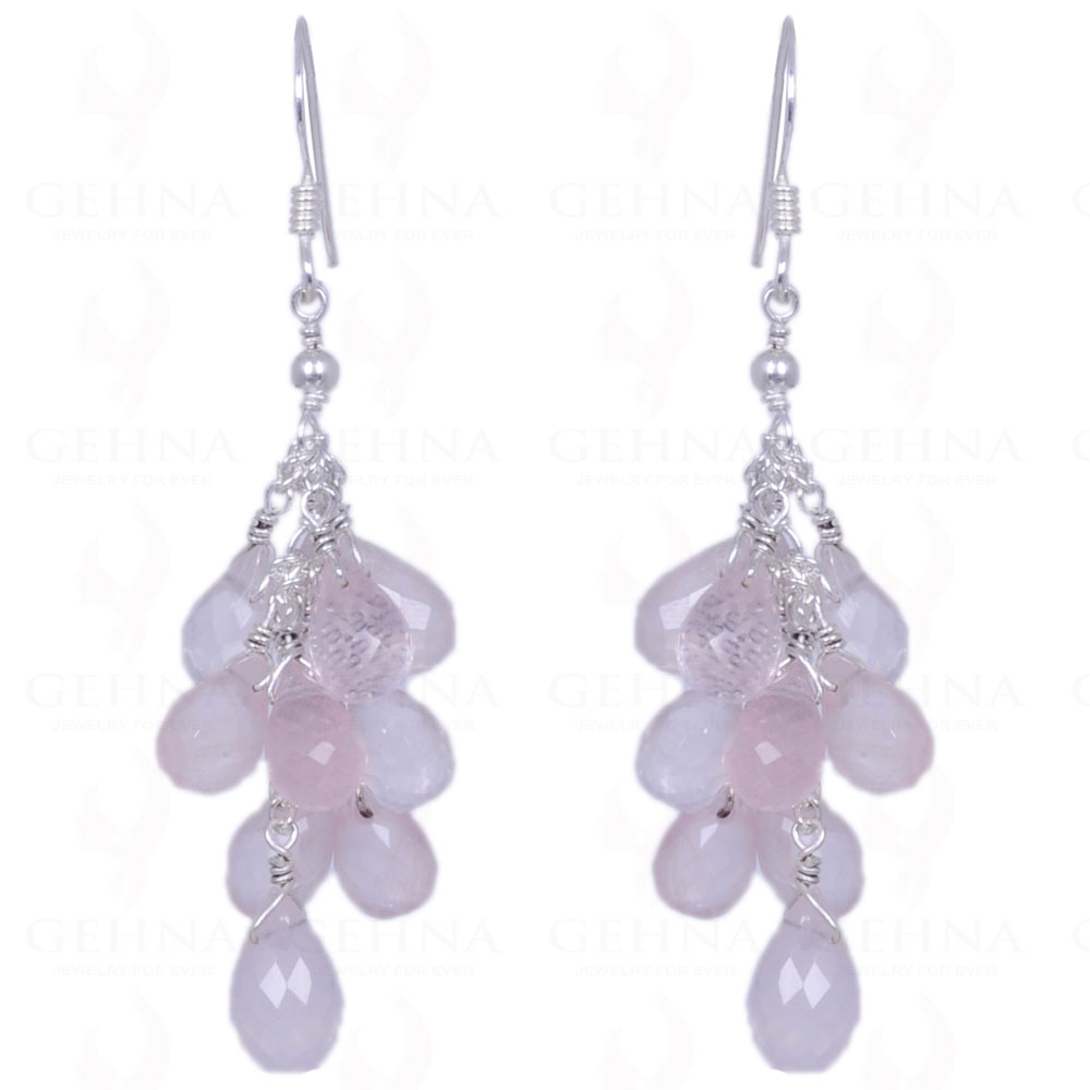 Rose Quartz Drops Earrings Made In .925 Sterling Silver ES-1244