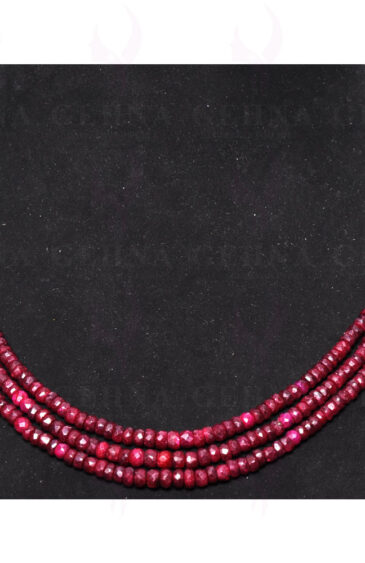 3 Rows Ruby Gemstone Faceted Bead Necklace NP-1245