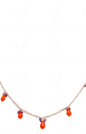 Amethyst & Carnelian Gemstone Faceted Bead String NS-1245