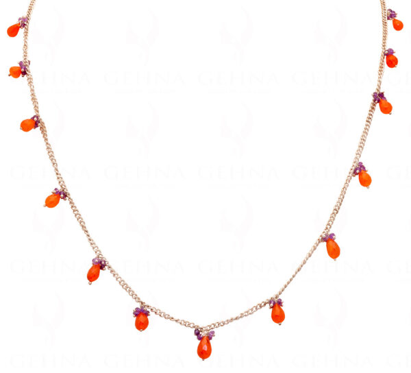 Amethyst & Carnelian Gemstone Faceted Bead String NS-1245