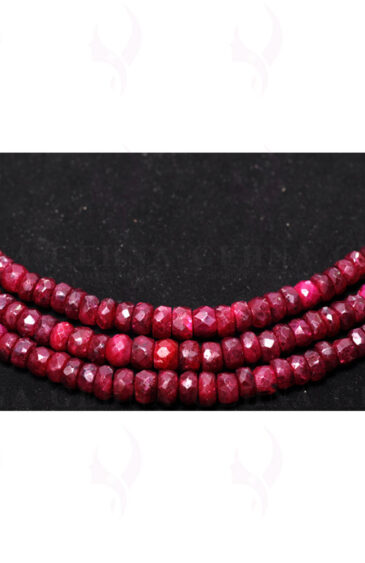 3 Rows Ruby Gemstone Faceted Bead Necklace NP-1245