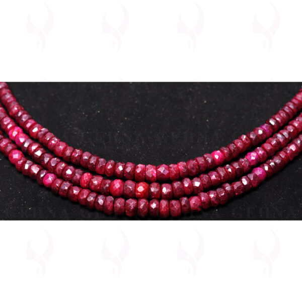 3 Rows Ruby Gemstone Faceted Bead Necklace NP-1245