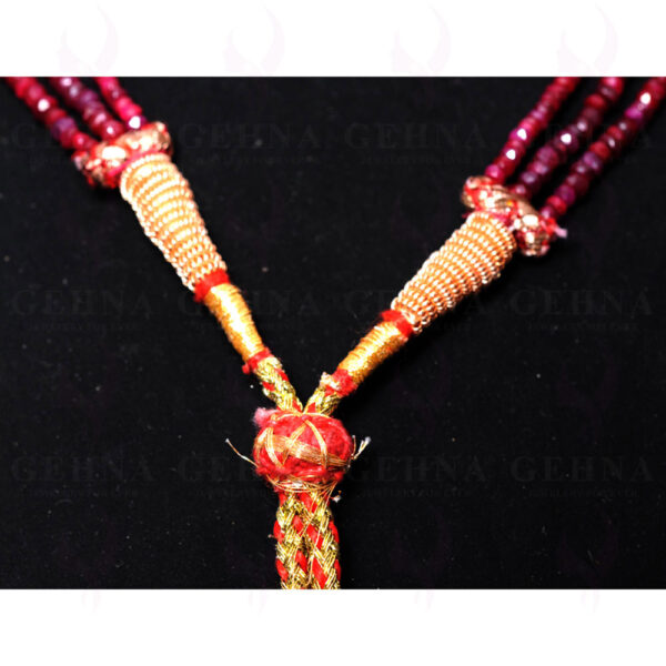 3 Rows Ruby Gemstone Faceted Bead Necklace NP-1245