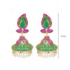 Pearl, Ruby & Emerald Studded Gold Plated Dangle Earrings FE-1246