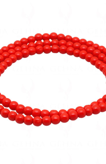 3 MM Coral Gemstone Round Cabochon Bead String NS-1247