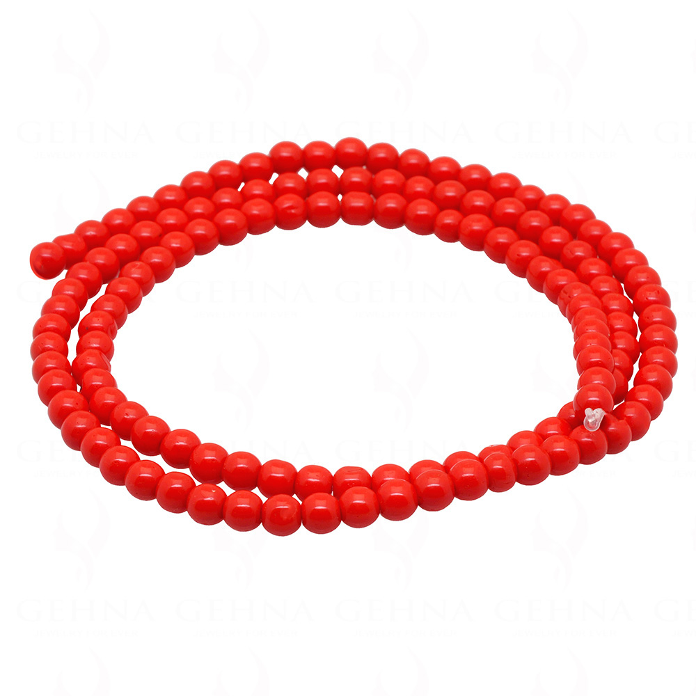 3 MM Coral Gemstone Round Cabochon Bead String NS-1247