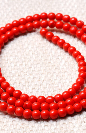 3 MM Coral Gemstone Round Cabochon Bead String NS-1247