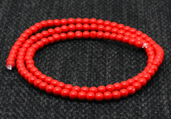 3 MM Coral Gemstone Round Cabochon Bead String NS-1247