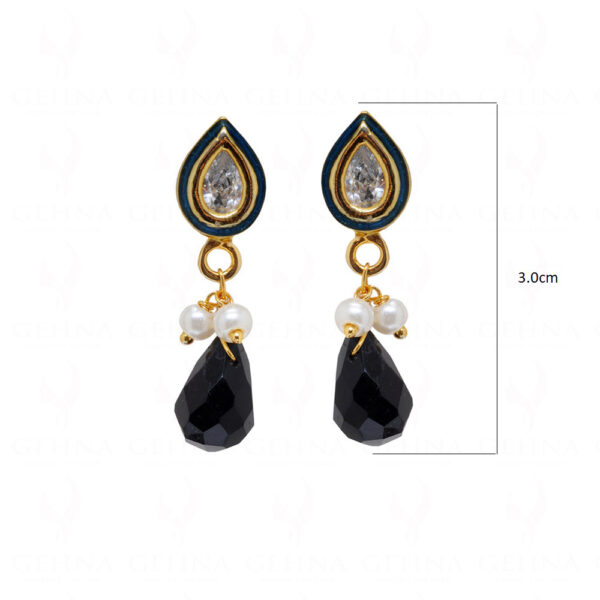 Topaz, Pearl & Spinel Studded Gold Plated Earrings FE-1248