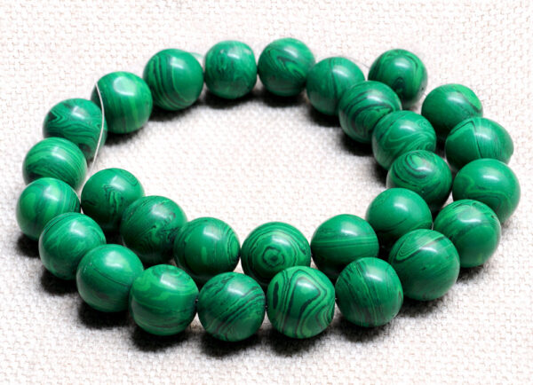 Malachite Gemstone Round Cabochon Bead Strand NS-1248