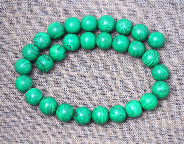 Malachite Gemstone Round Cabochon Bead Strand NS-1248