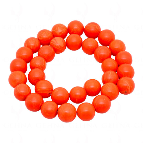 10 MM Man Made Coral Gemstone Round Cabochon Bead Strand NS-1249