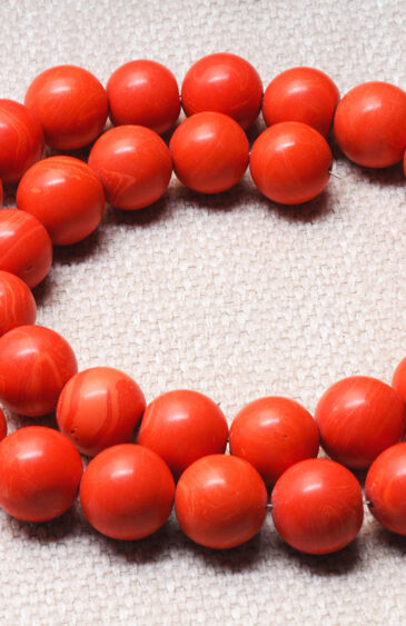 10 MM Man Made Coral Gemstone Round Cabochon Bead Strand NS-1249