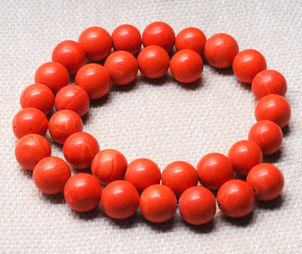 10 MM Man Made Coral Gemstone Round Cabochon Bead Strand NS-1249