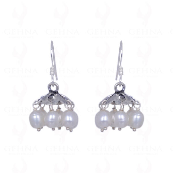 Natural Pearl Round Shape Earrings Made In .925 Sterling Silver ES-1250