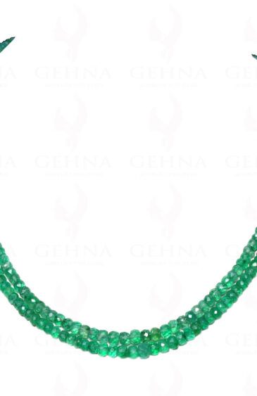 2 Rows Emerald Gemstone Faceted Bead Necklace NP-1250