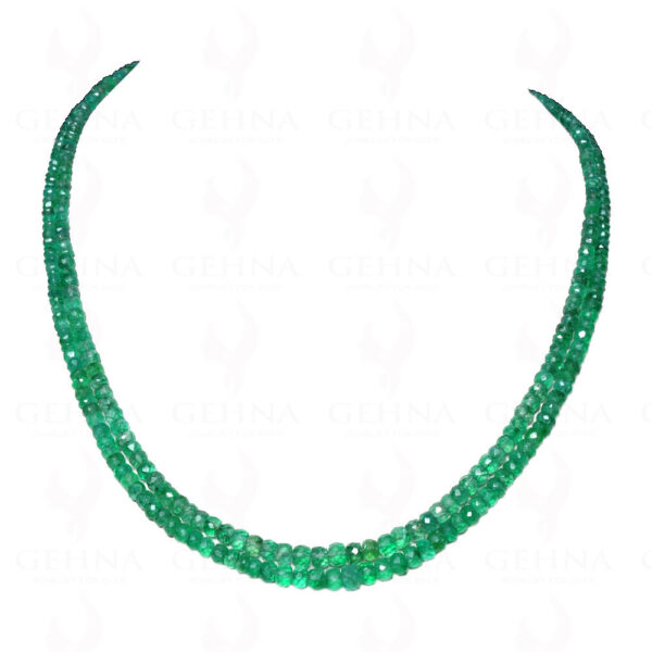 2 Rows Emerald Gemstone Faceted Bead Necklace NP-1250