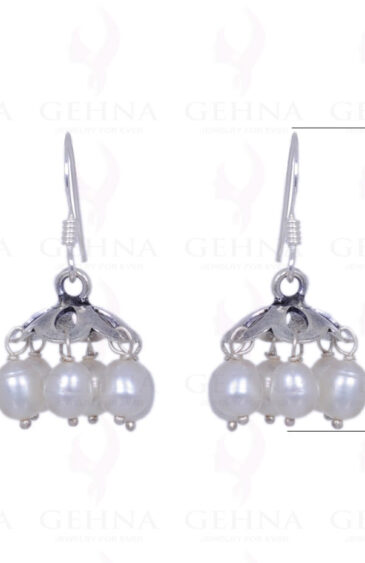 Natural Pearl Round Shape Earrings Made In .925 Sterling Silver ES-1250