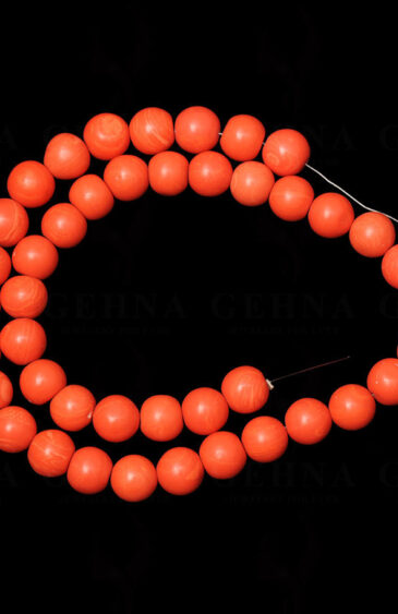 12 MM Man Made Coral Gemstone Round Cabochon Bead Strand NS-1250