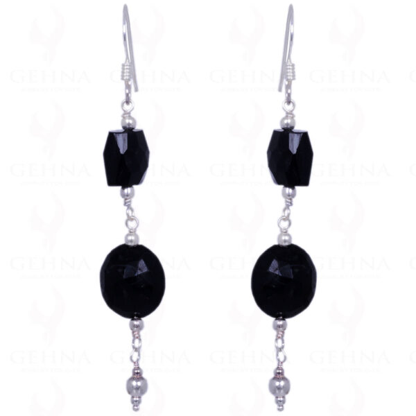 Black Onyx Gemstone Faceted Bead Earrings Made In .925 Sterling Silver ES-1251