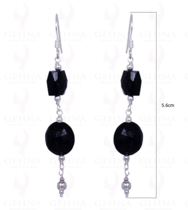 Black Onyx Gemstone Faceted Bead Earrings Made In .925 Sterling Silver ES-1251