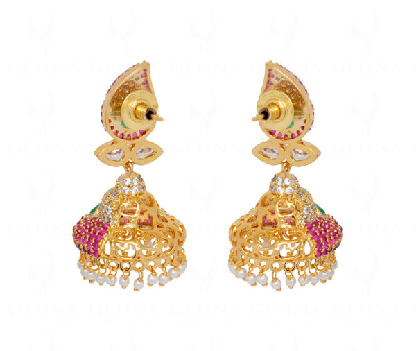 Pearl, Emerald & Ruby Gold Plated Jhumki Dangle Earrings FE-1251
