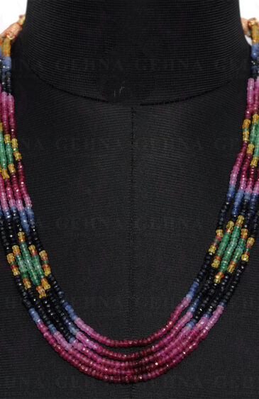 5 Rows Emerald Ruby Sapphire Gemstone Bead Necklace NP-1252