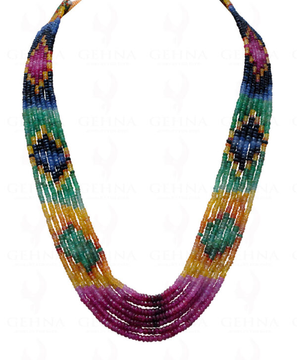 7 Rows Emerald Ruby Sapphire Gemstone Bead Necklace NP-1253