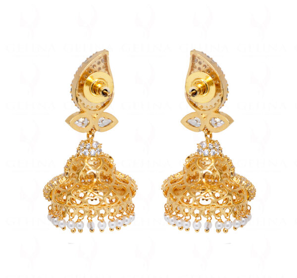 Pearl & Topaz Studded Gold Plated Earrings FE-1253