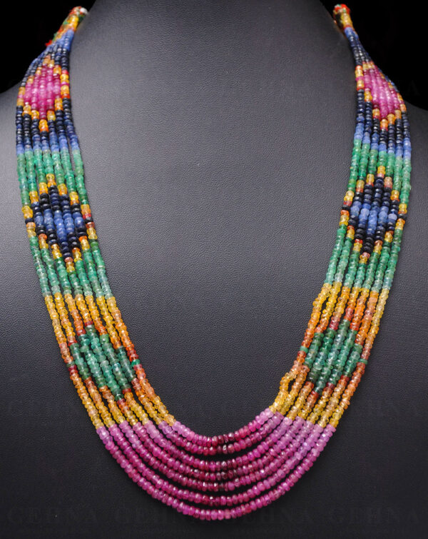 7 Rows Emerald Ruby Sapphire Gemstone Bead Necklace NP-1253