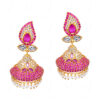 Ruby, Pearl & Topaz Studded Gold Plated Earrings FE-1254
