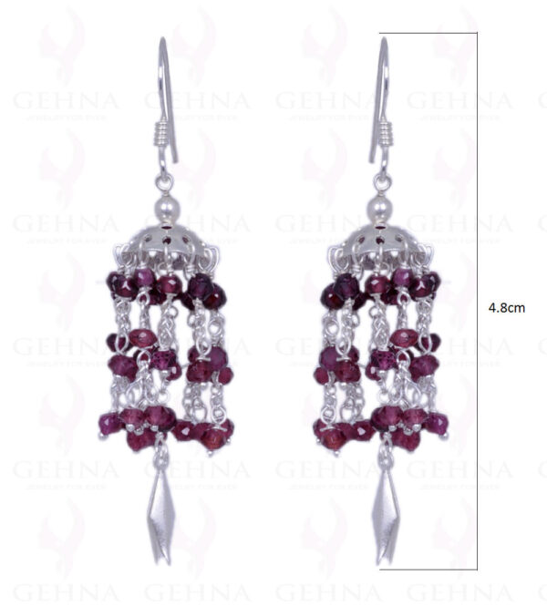 Red Garnet Gemstone Faceted Bead Earrings Made In .925 Solid Silver ES-1254