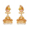 Ruby, Pearl & Topaz Studded Gold Plated Earrings FE-1254